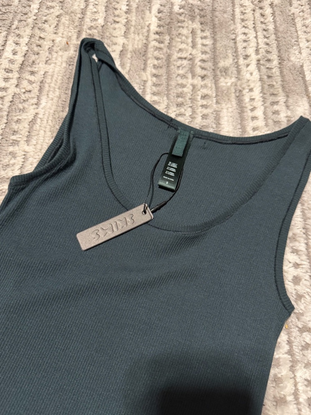 SKIMS Ribbed Tank Top in Deep Teal - Picture 3 of 4